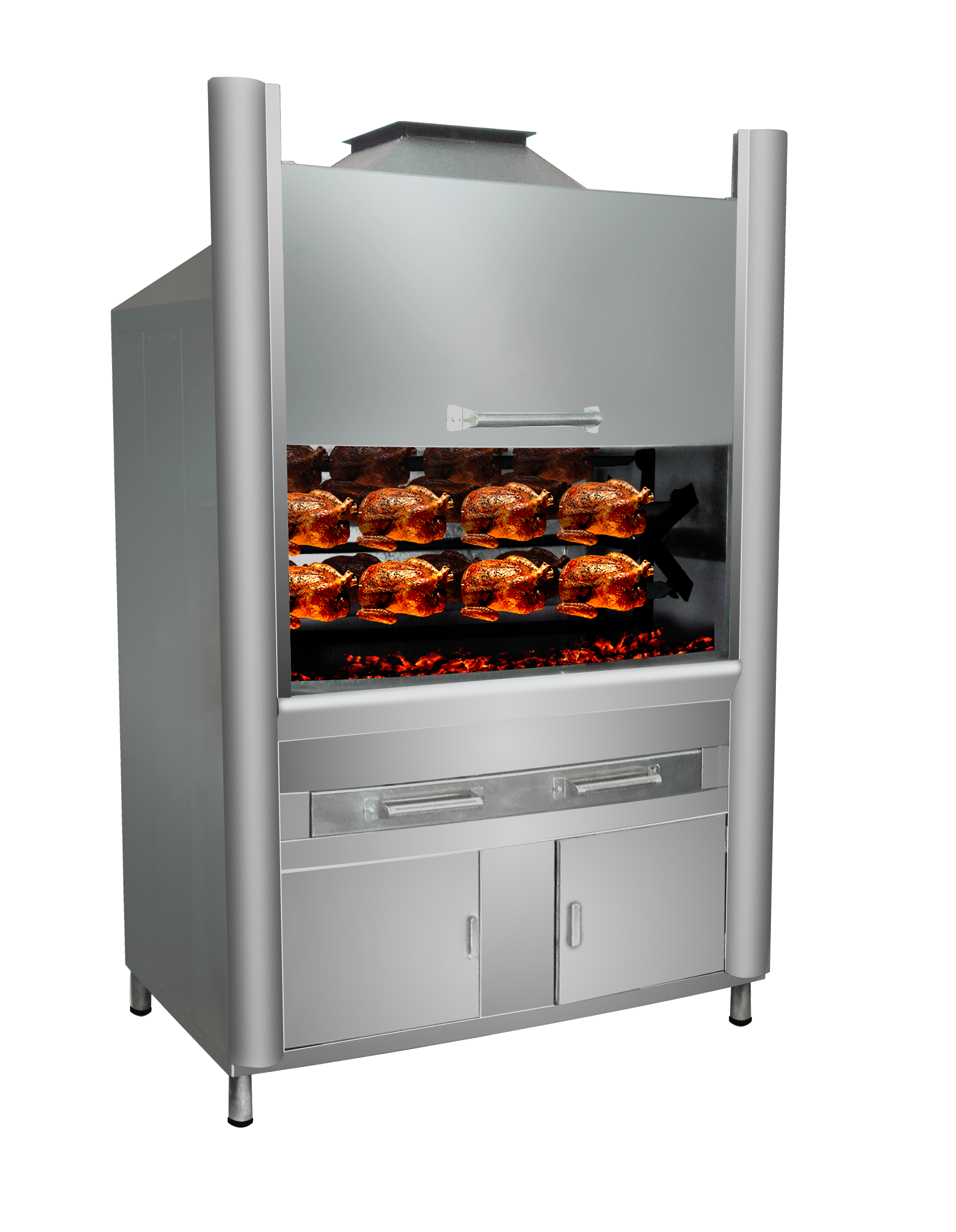 Horno pollero 48 pollos ecologico comb/carbon