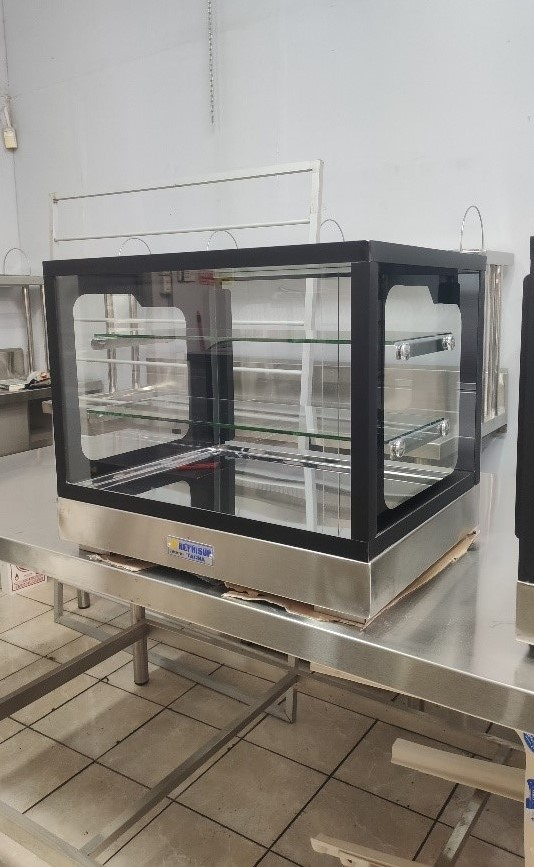 Vitrina calefactor de empanadas 60 plano m/negro