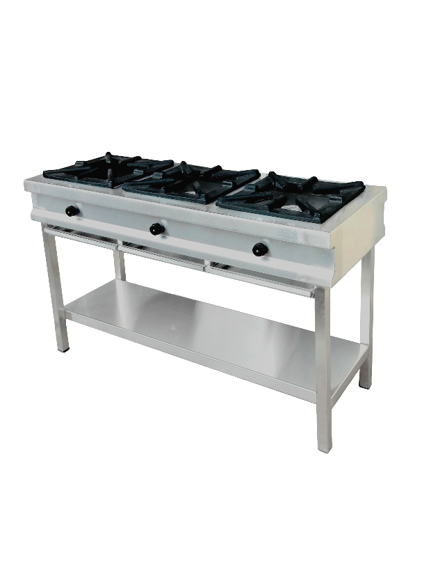 Cocina 3 hornillas lineal, de pared, presion alta comb/gas