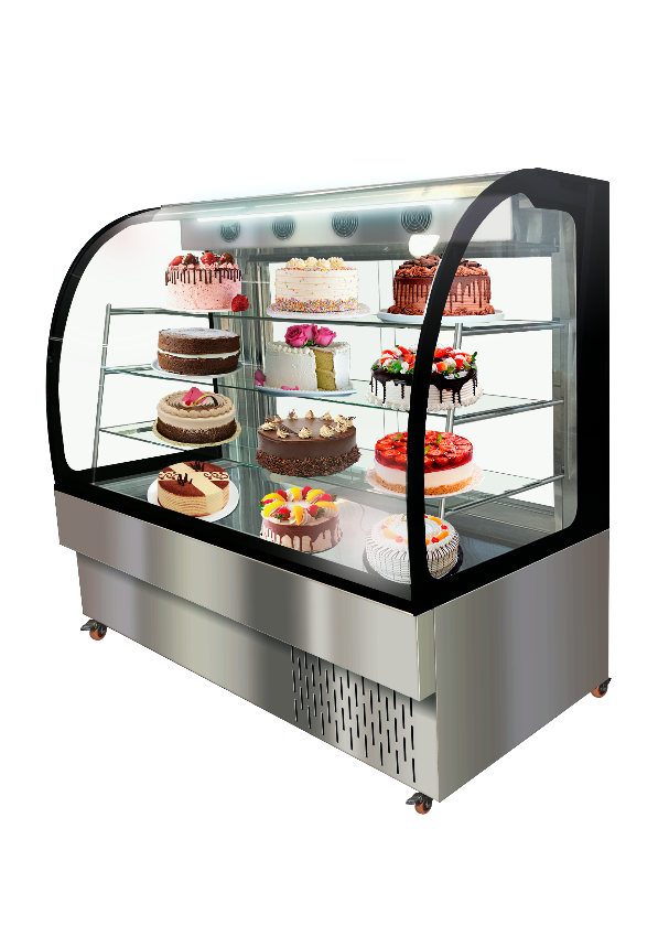 Vitrina para tortas, mostrador marco negro, cap 580 lt