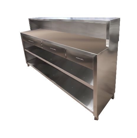 Estación de mozo con 3 cajones, 2 puertas, 3 repizas