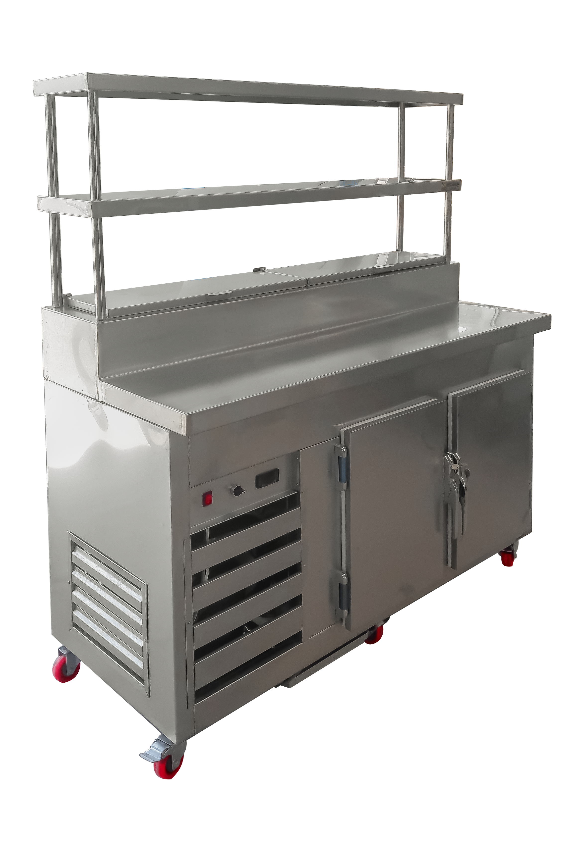 Mesa de trabajo 2 puertas + 06 salseras+ 2 repisas